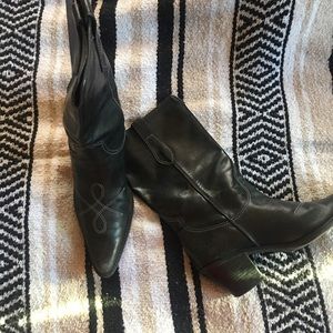 Leather Calf Height Cowboy Boots